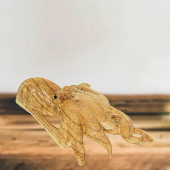 8 Inch Wood Octopus Hand Carved Nautical Sculpture Sea Life Home Decor Ocean Art {5}