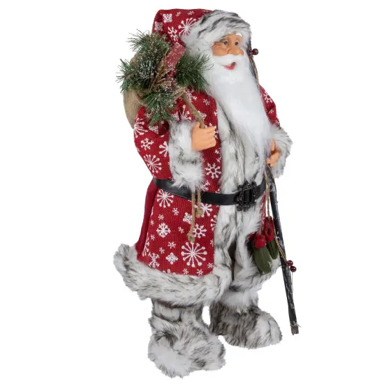 Northlight 24" Snowflake Santa Claus with Staff and Mittens Christmas Figure Red {4}