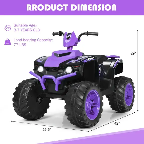 Iron Kids ATV Ride-On with Music, USB and 2 Speeds Purple {4}