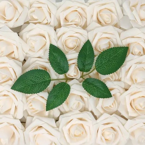 Wrapables Artificial Rose Flower, Real Touch Flowers for DIY Wedding Bouquets and Centerpieces Cream {1}