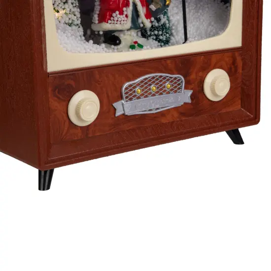 Northlight LED Lighted Musical Snowing Santa TV Set Christmas Decoration - 12" Brown {5}