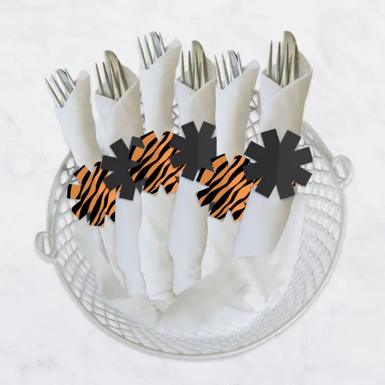 Big Dot of Happiness Tiger Print - Jungle Party Paper Napkin Holder - Napkin Rings - Set of 24 {4}
