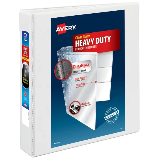 Avery Nonstick Heavy-Duty View 3 Ring Binder, 1.5" One Touch Slant Rings, 1 White Binder (05404) {1}