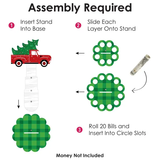 Big Dot of Happiness Merry Little Christmas Tree - DIY Red Truck Christmas Party Money Holder Gift - Cash Cake {7}