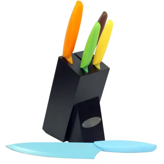 Oceanstar 6-Piece Non-Stick Coating knife set with Block Multicolor {5}