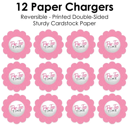 Big Dot of Happiness Golf Girl - Pink Birthday Party or Baby Shower Round Table Decorations - Paper Chargers - Place Setting For 12 {7}