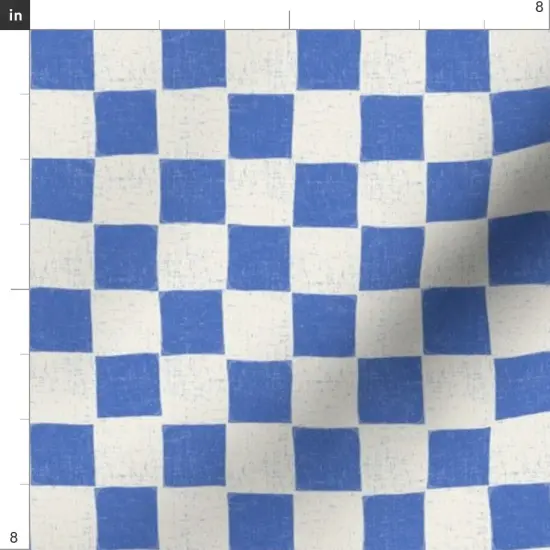 Various Fabrics by the Yard or Fat Quarter Blue Geometric Hand-Drawn Stamp Checkered Checks Block Print Medium Scale Race Rally Finish Flag Custom Printed Fabric by Spoonflower {4}