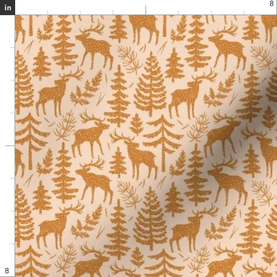 Various Fabrics by the Yard or Fat Quarter Woodland Forest Deer Trees Rustic Block Print Small Scale Nature Custom Printed Fabric by Spoonflower {4}