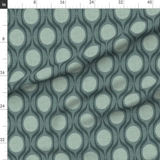 Various Fabrics by the Yard or Fat Quarter Vintage Retro Grey Geometric Ribbons Circle Large Scale Slate Mid Century Modern Mod Custom Printed Fabric by Spoonflower {1}