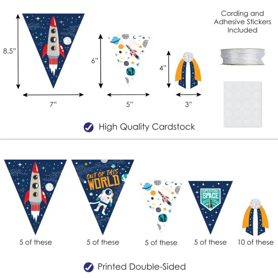 Big Dot of Happiness Blast Off to Outer Space - DIY Rocket Ship Baby Shower or Birthday Party Pennant Garland Decoration - Triangle Banner - 30 Pieces {4}