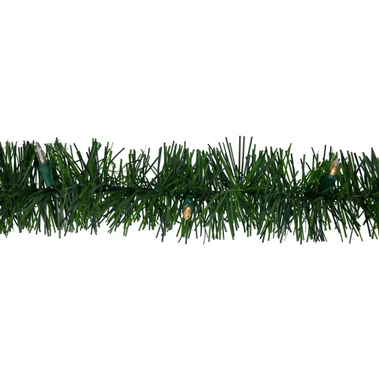 Northlight Pre-Lit LED Battery Operated Pine Christmas Garland - 18' x 3" - Warm White Lights Green {5}