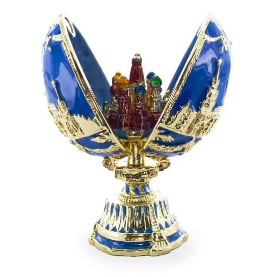 The City Blue Enamel Royal Inspired Easter Egg 2.75 Inches {3}
