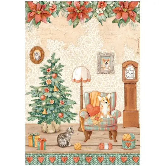 Stamperia Rice Paper Sheet A4-Sweet Room, All Around Christmas {1}