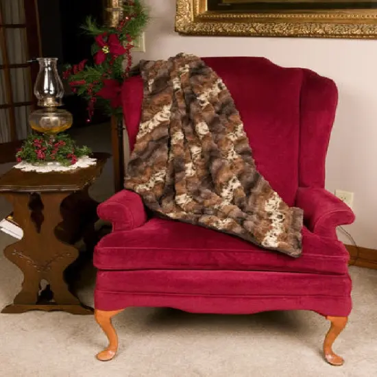 The Hen House Brown and Beige Majestic Animal Print Throw Blanket 50" x 58" {3}