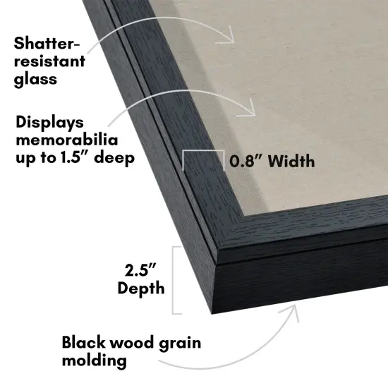 Americanflat Front Loading Shadow Box Frame - 1.5 Interior Depth for Memorabilia - Display Case for Keepsakes - Magnetic Closure - Includes Pins to Secure Items - Hanging Hardware {9}