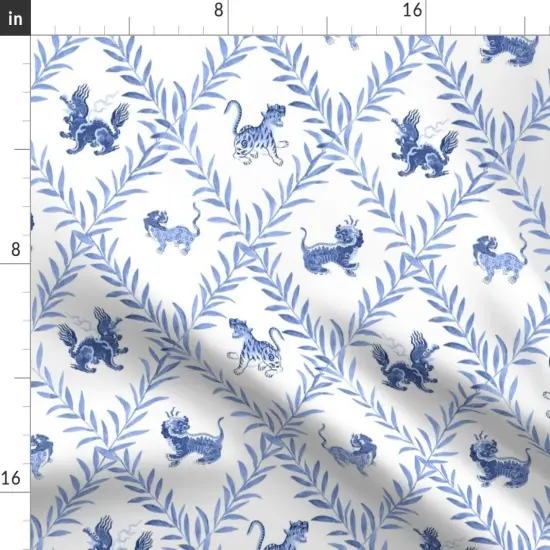 Various Fabrics by the Yard or Fat Quarter Chinoiserie Blue And White Lattice Trellis Botanical Vines Diamond Custom Printed Fabric by Spoonflower {2}