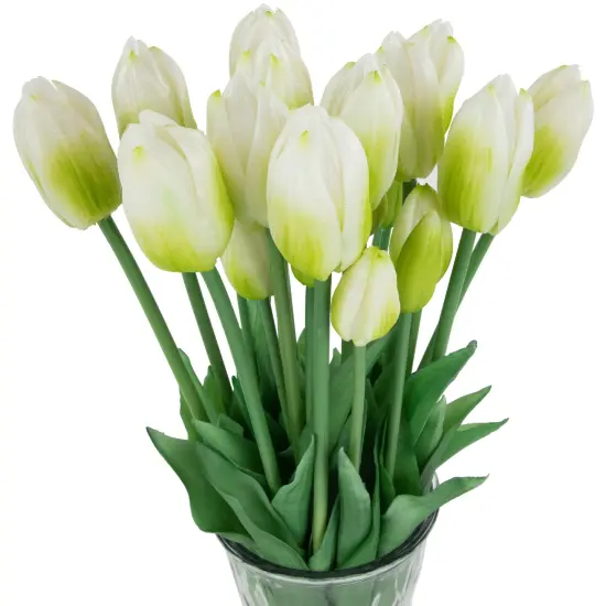 Northlight Real Touch™ White and Green Artificial Tulip Floral Bundles, Set of 6 - 18" {6}