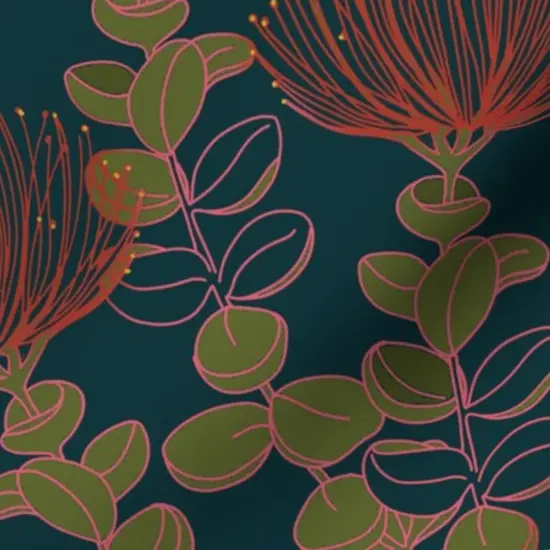 Various Fabrics by the Yard or Fat Quarter Dark Botanical Hawaii Hawaiian Floral Flowers Red Teal Moody Tropical Custom Printed Fabric by Spoonflower {7}