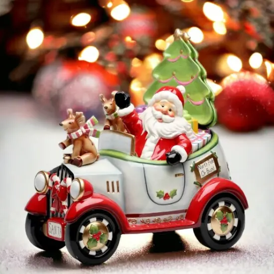 Ceramic Christmas Santa Car Cookie Jar with Cookie Plates and Salt and Pepper Shakers, Home D&eacute;cor, Gift for Her, Gift for Mom, Kitchen D&eacute;cor {2}