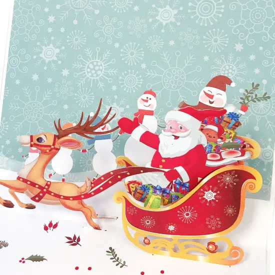 Wrapables (Set of 4) 3D Pop-Up Greeting Cards for Birthday, Thank you, Anniversary, Wedding, Holidays Xmas Bells Snowman {4}