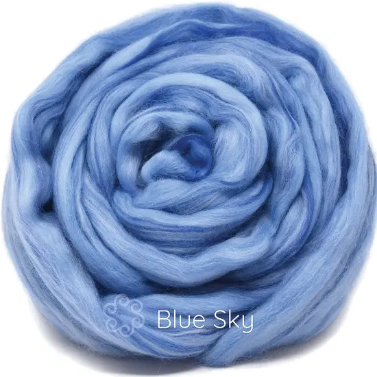 100% Superfine Merino Fiber: Winner's Circle. Soft Combed Top Roving Color Blend for Spinning, Felting, Weaving Blue Sky {2}