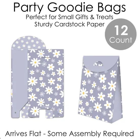 Big Dot of Happiness Purple Daisy Flowers - Floral Gift Favor Bags - Party Goodie Boxes - Set of 12 {7}