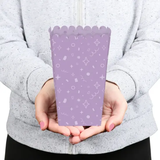 Big Dot of Happiness Purple Confetti Stars - Simple Party Favor Popcorn Treat Boxes - Set of 12 {6}