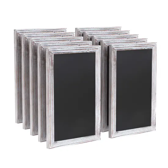 Merrick Lane Magda Set of 10 Wall Mount Magnetic Chalkboards White Wash {1}
