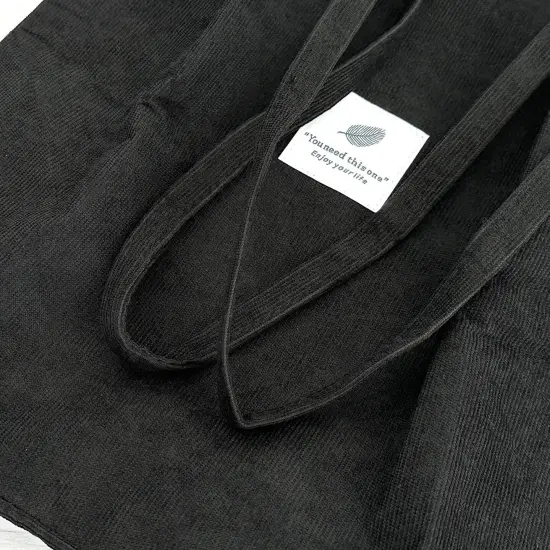 Wrapables Corduroy Tote Bag, Casual Everyday Shoulder Handbag, 2pc Black/Cream {5}