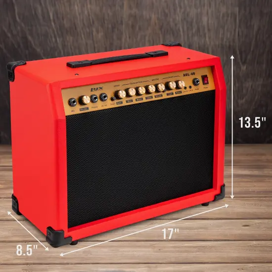 LyxPro Electric Guitar Amp, 40 Watt Portable Amplifier Red {5}