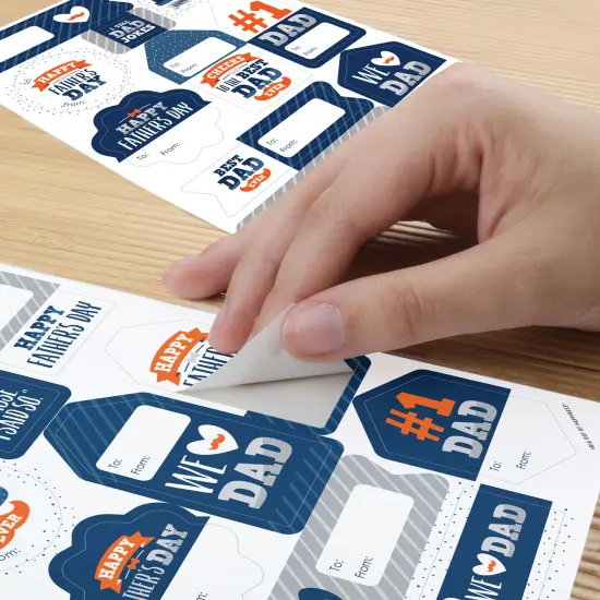 Big Dot of Happiness Happy Father's Day - Assorted We Love Dad Party Gift Tag Labels - To and From Stickers - 12 Sheets - 120 Stickers {6}