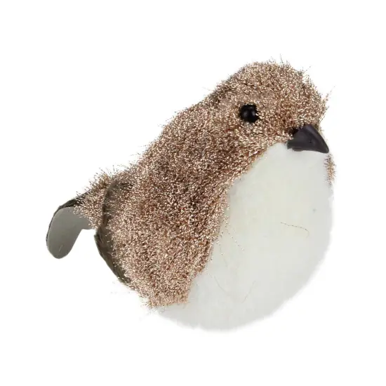 Northlight Sparkle Bird Figure Christmas Decoration - 6.25" - Brown and White {1}