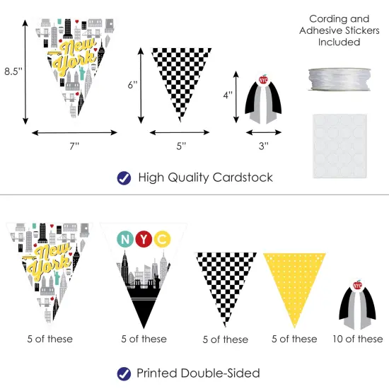Big Dot of Happiness NYC Cityscape - DIY New York City Party Pennant Garland Decoration - Triangle Banner - 30 Pieces {4}