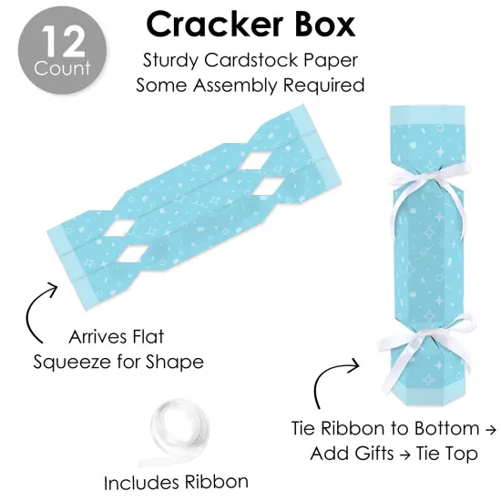 Big Dot of Happiness Blue Confetti Stars - No Snap Simple Party Table Favors - DIY Cracker Boxes - Set of 12 {7}