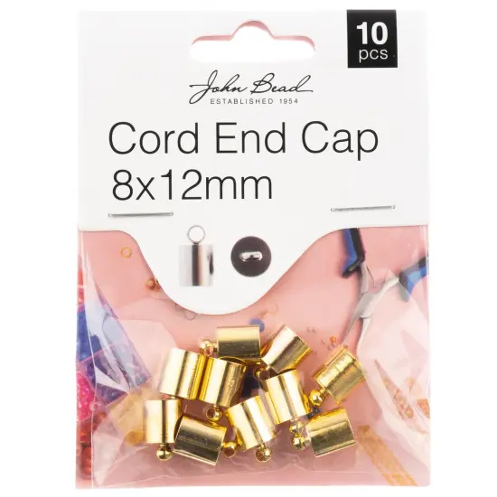 John Bead Cord End Cap 8x12mm 10/Pkg-Gold {1}