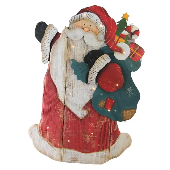 Northlight 19.5" Red and White LED Lighted Santa Claus Christmas Wooden Figure {1}