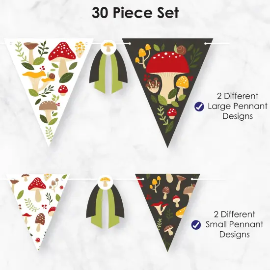 Big Dot of Happiness Wild Mushrooms - DIY Red Toadstool Party Pennant Garland Decoration - Triangle Banner - 30 Pieces {6}