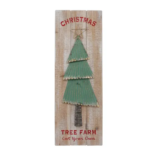Northlight 35.5" Cut Your Own Christmas Tree Farm Wooden Wall Sign Green {1}