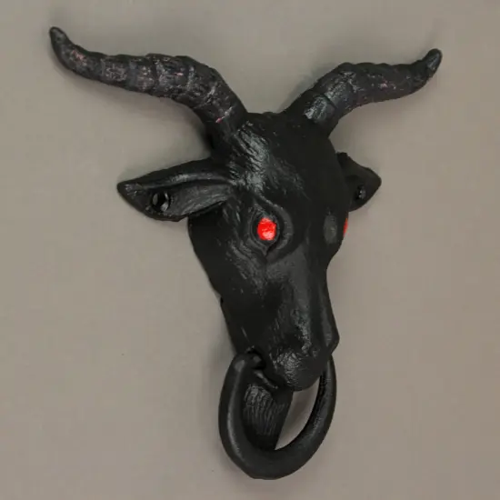 Black Enamel Cast Iron Baphomet Decorative Door Knocker Home Entrance Decor {7}