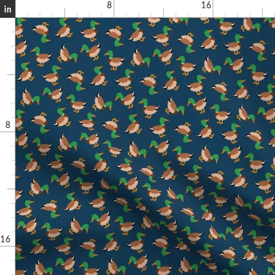 Various Fabrics by the Yard or Fat Quarter Mallard Ducks Navy Blue Cute Birds Small Scale Custom Printed Fabric by Spoonflower {2}