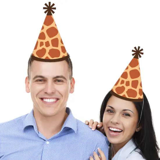 Big Dot of Happiness Giraffe Print - Cone Happy Birthday Party Hats for Kids and Adults - Set of 8 (Standard Size) {3}