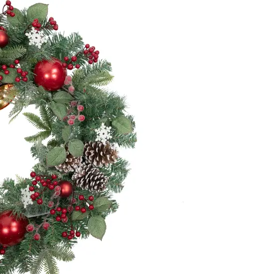 Northlight Red Bells and Mixed Foliage Artificial Christmas Wreath, 30-Inch, Unlit {4}