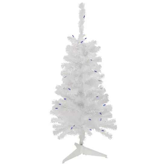 Northlight Pre-Lit Slim Woodbury White Pine Artificial Christmas Tree - 3' - Blue Lights {3}