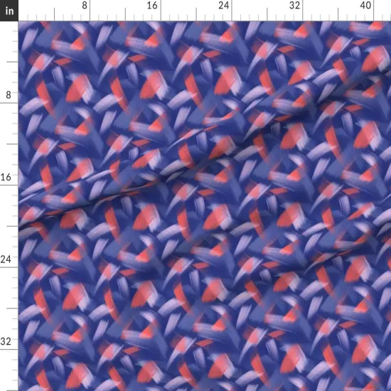 Various Fabrics by the Yard or Fat Quarter Abstract Brushstrokes Retro Purple Coral Hatched Overlap Custom Printed Fabric by Spoonflower {1}