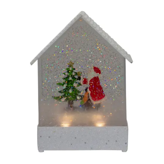 Northlight 8.25" White and Red House Shaped Christmas Snow Globe {1}