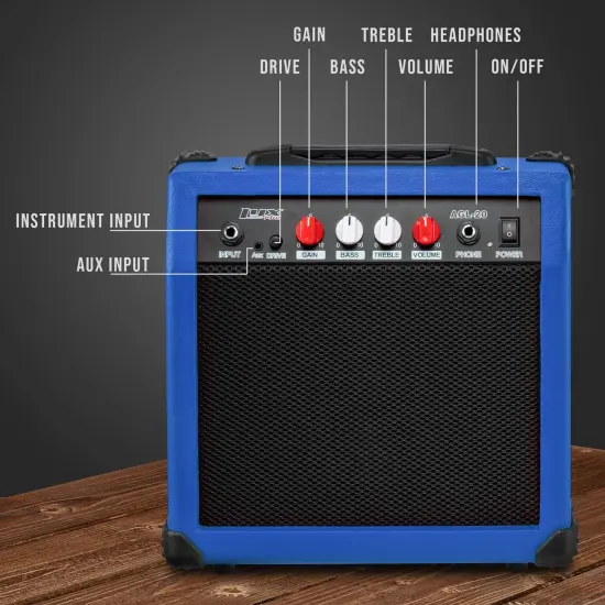LyxPro Electric Guitar Amp, 20w Portable Mini Amplifier Blue {2}