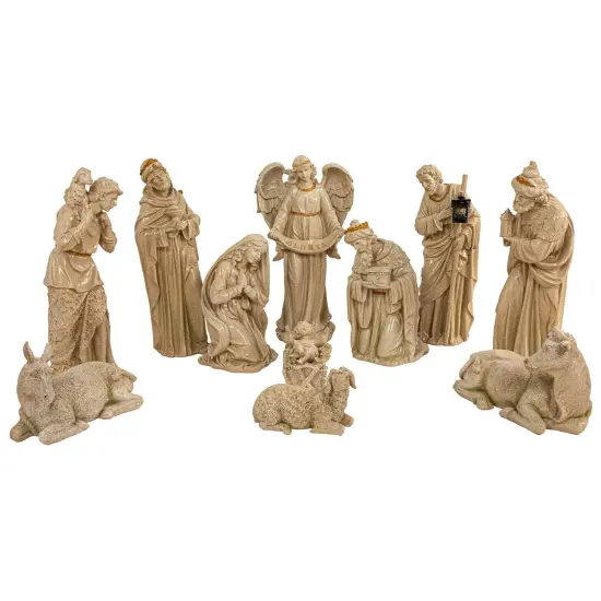 Northlight Speckled Traditional Christmas Nativity Set - 22.75" - 11-Piece Brown {1}