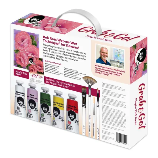 Bob Ross Grab & Go Floral Painting Kit-Playful Pink Roses {2}