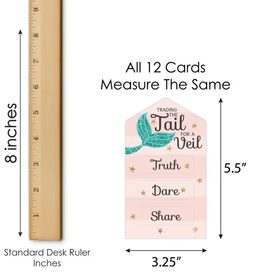 Big Dot of Happiness Trading the Tail For A Veil - Mermaid Bachelorette or Bridal Shower Game Pickle Cards - Truth, Dare, Share Pull Tabs - Set of 12 {6}