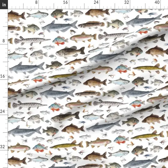 Various Fabrics by the Yard or Fat Quarter Fish Fishing Salmon Cabin Trout Fisherman Lures Sunfish Tackle Crappie Stream Muskie Sturgeon Custom Printed Fabric by Spoonflower {1}